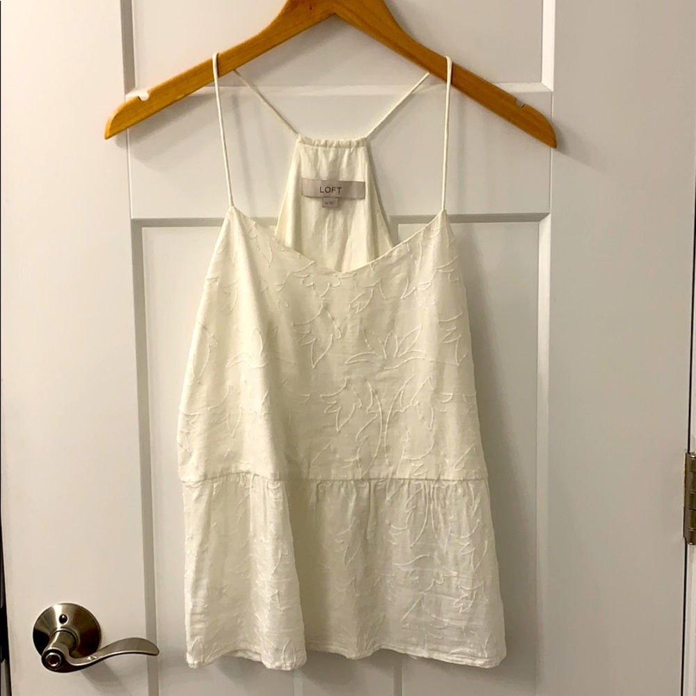 LOFT White Peplum Top Size XS